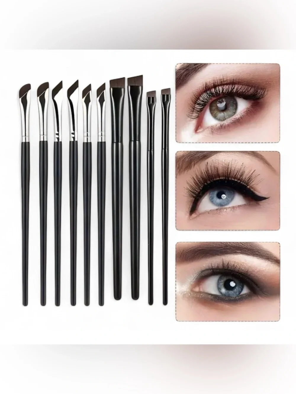 10 Piece Black Eye Makeup Brush Set